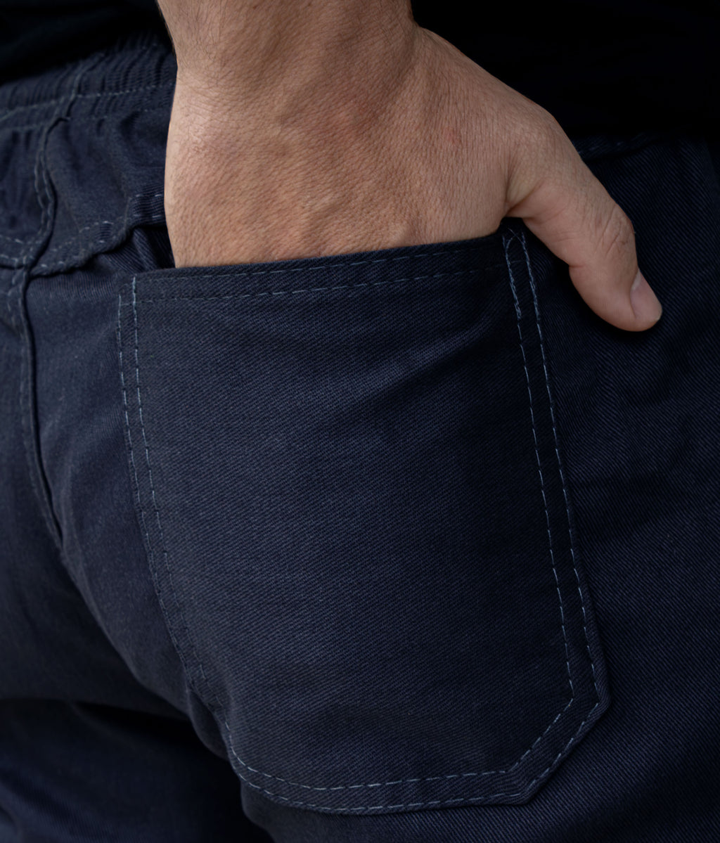 Calça De Uniforme Brim 100% Algodão Azul Escuro