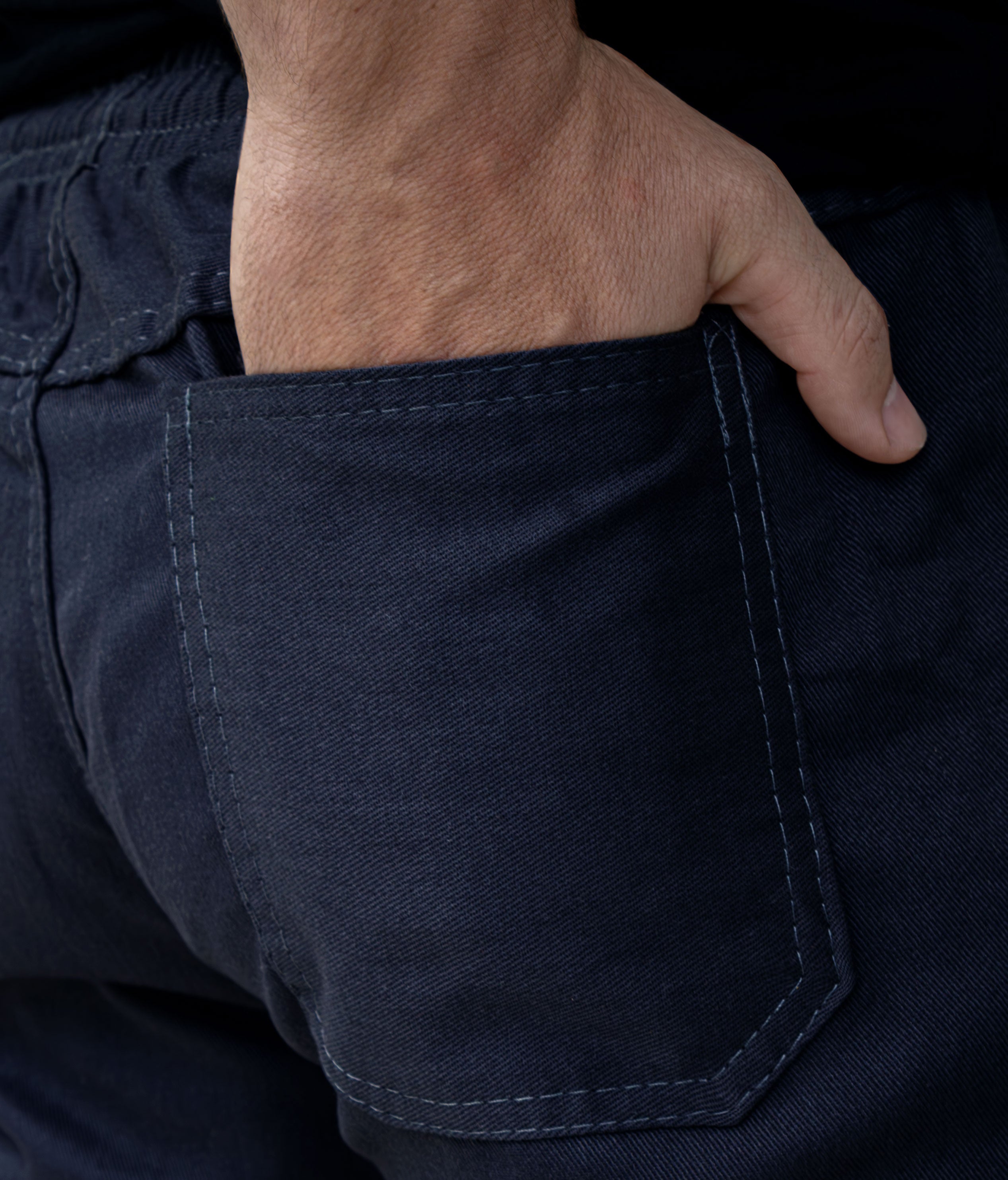 Calça De Uniforme Brim 100% Algodão - Com Faixa Refletiva - Azul Escuro