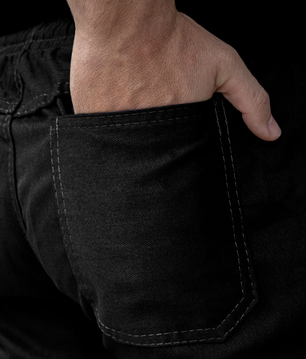 Calça De Uniforme Brim 100% Algodão - Com Faixa Refletiva - Preta