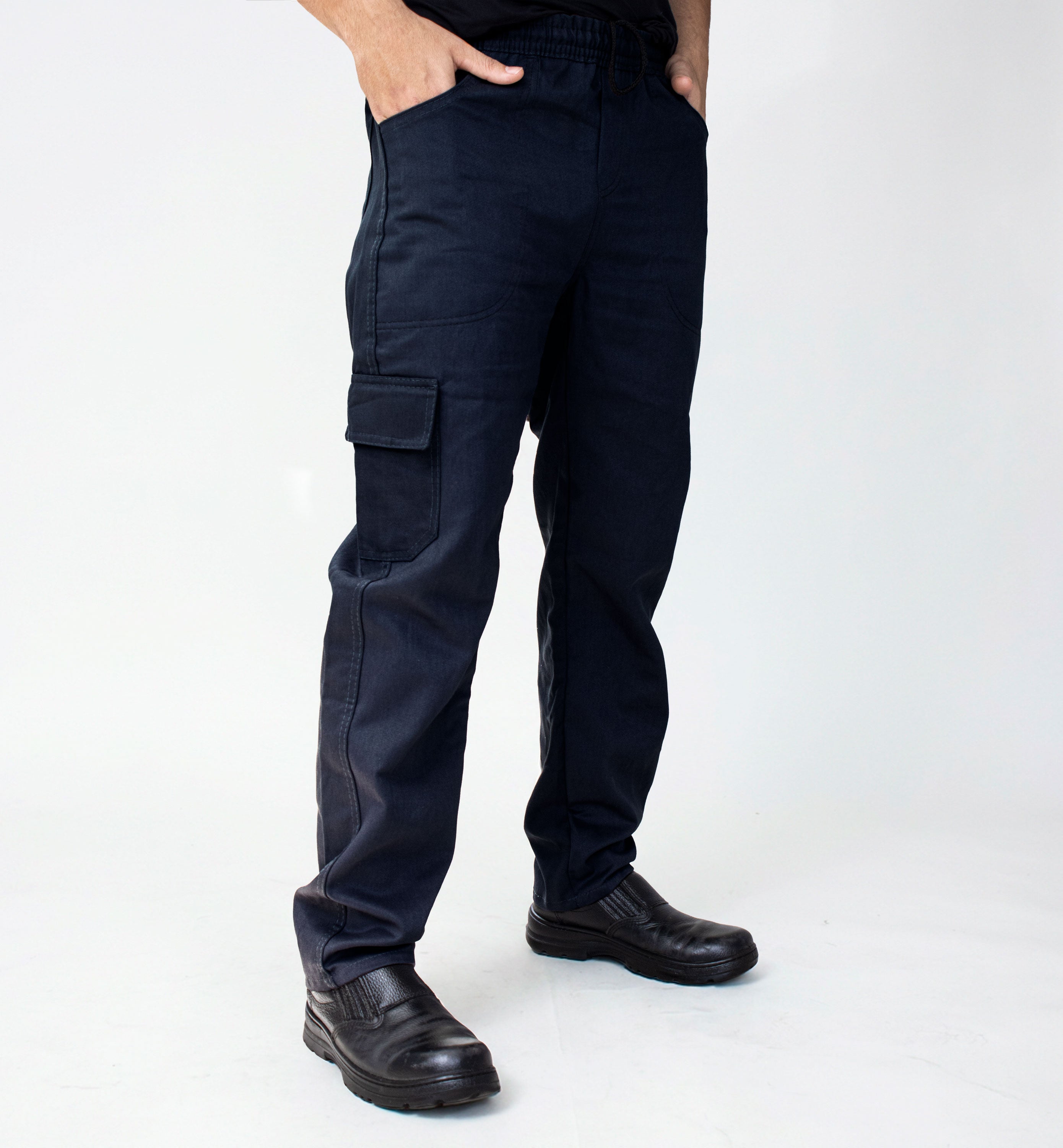 Calça De Uniforme Brim 100% Algodão Azul Escuro