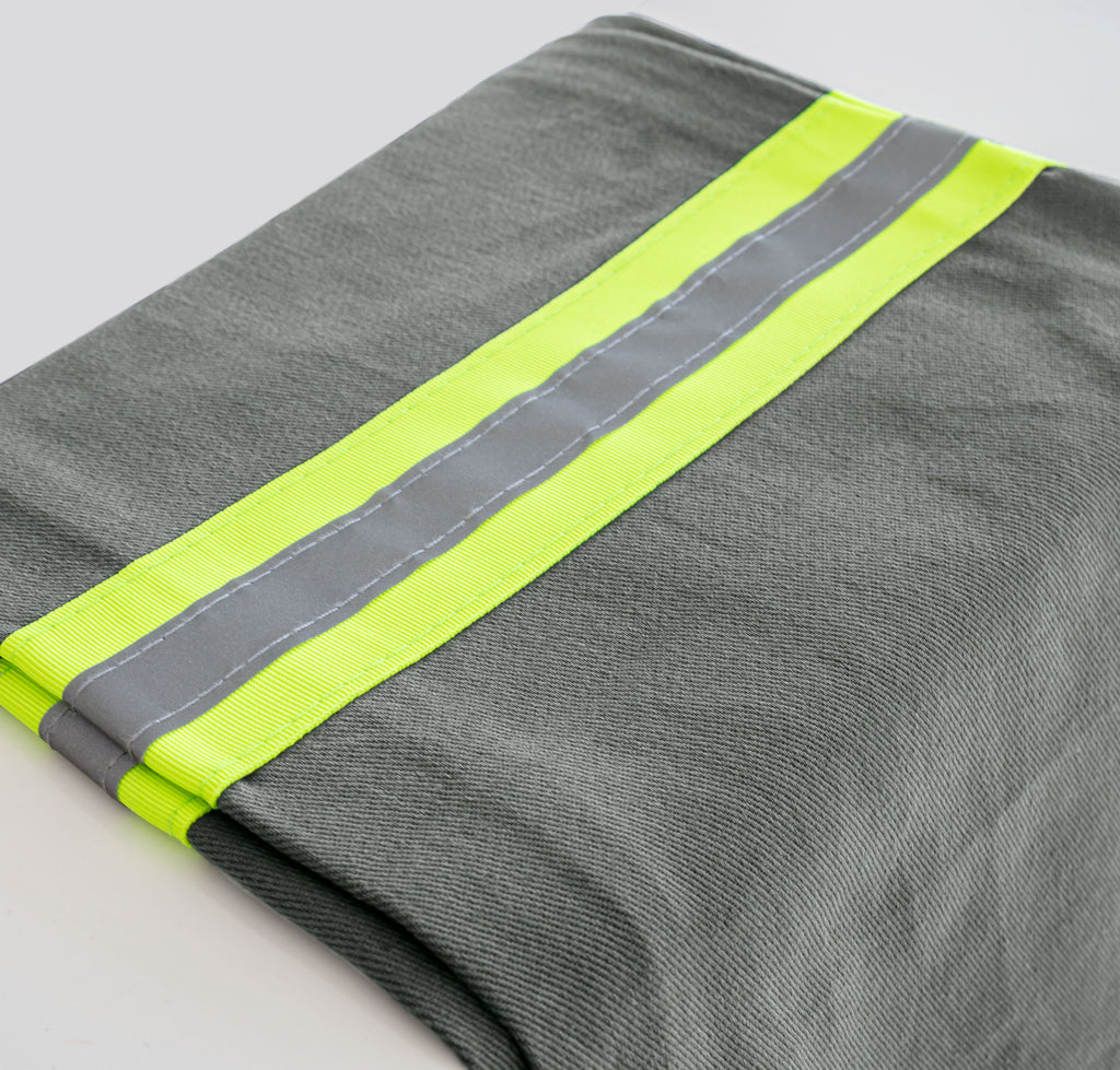 Calça De Uniforme Brim 100% Algodão - Com Faixa Refletiva - Cinza