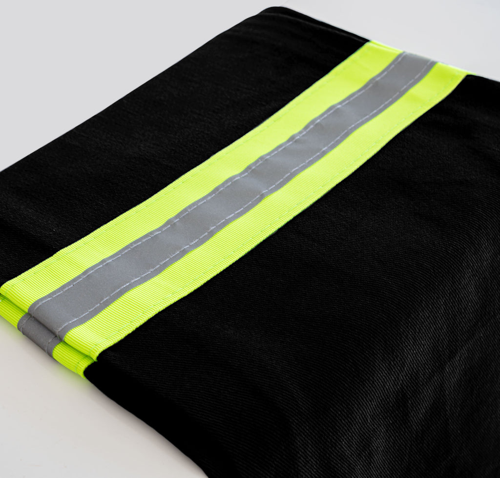 Calça De Uniforme Brim 100% Algodão - Com Faixa Refletiva - Preta